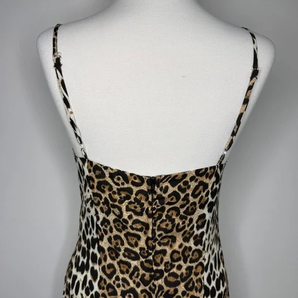Speechless Leopard Print Mini Slip Dress Small Y2K 90s Spaghetti Strap Cowl Neck - Picture 5 of 9